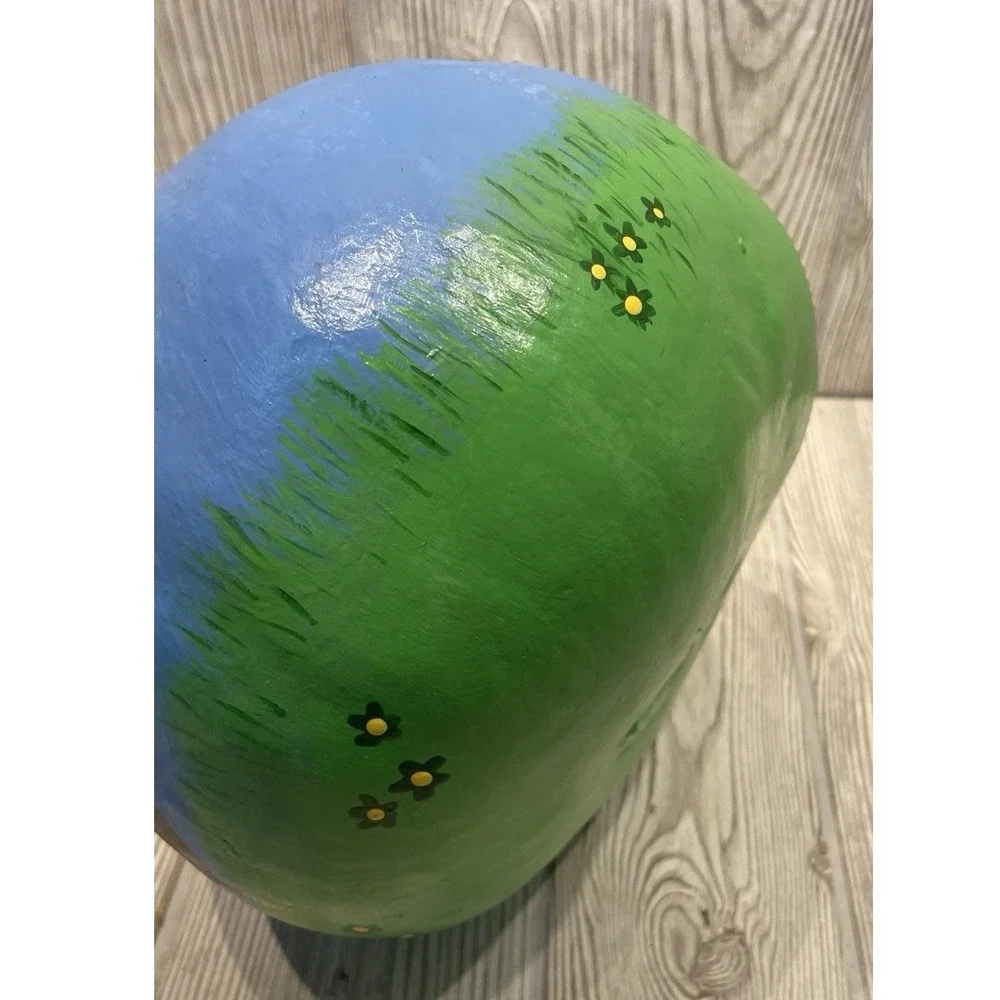 Hand Painted Folk Art Gourd Rooster Chicken 2011 Rustic Decor Collectible